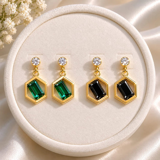 Emerelle Hexa Gem Drop Earrings