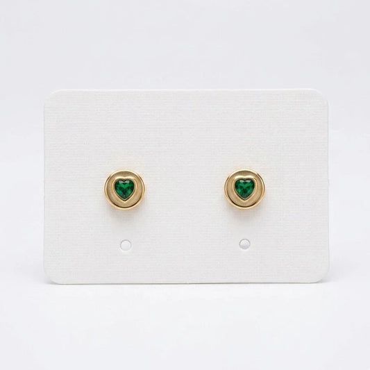 Emeria Heart Gem Stud Earrings