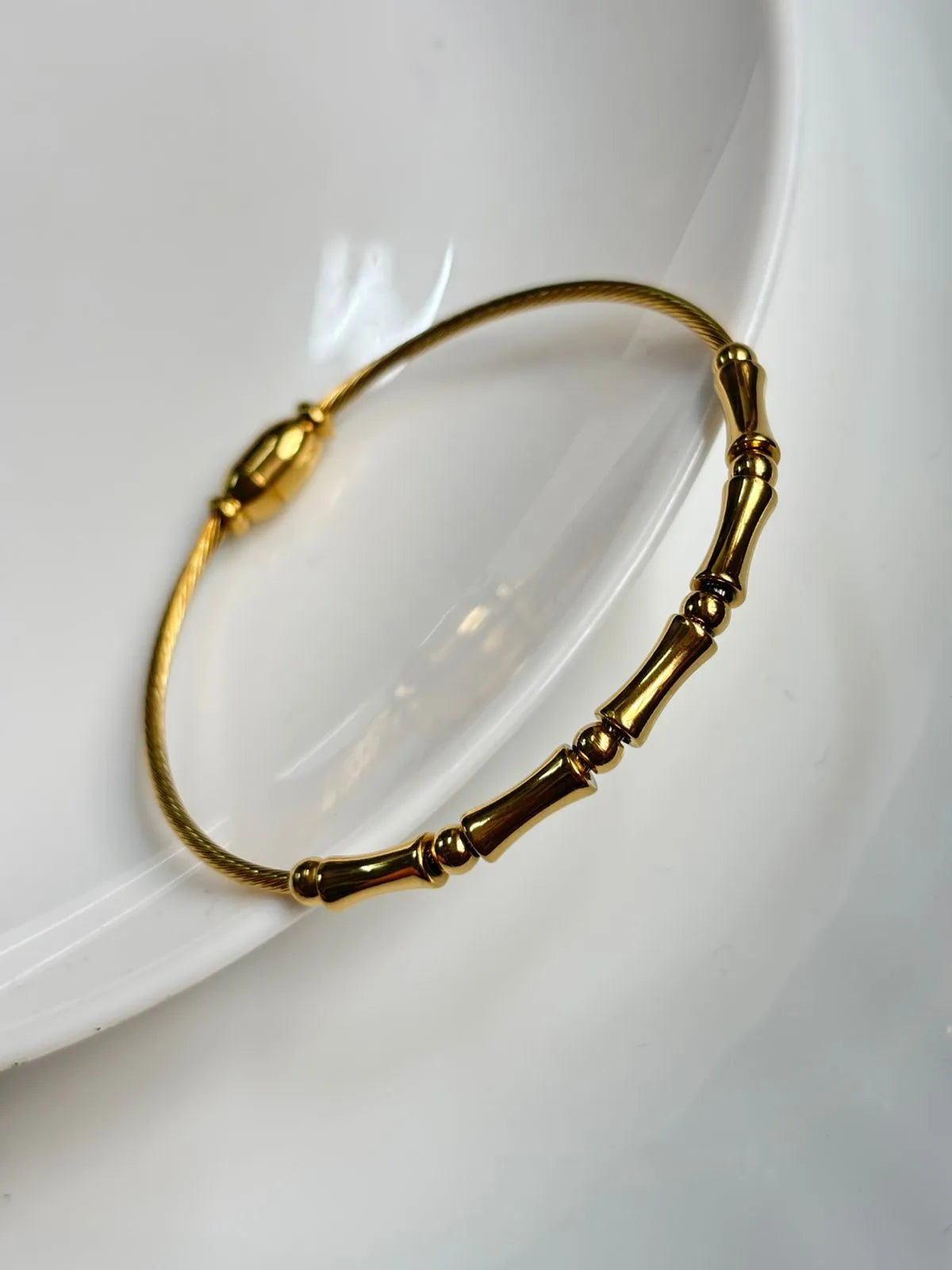 Bamboo-Inspired Gold Kada