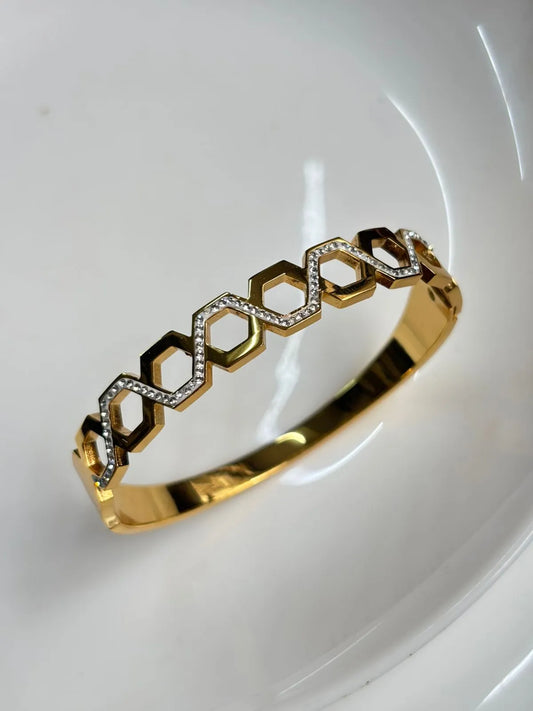Gold Diamond Hexagon Kada