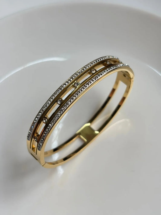 Gold Diamond Triple Line Kada