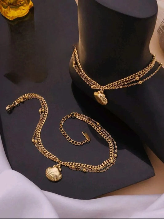 Gold Shell Charm Anklet