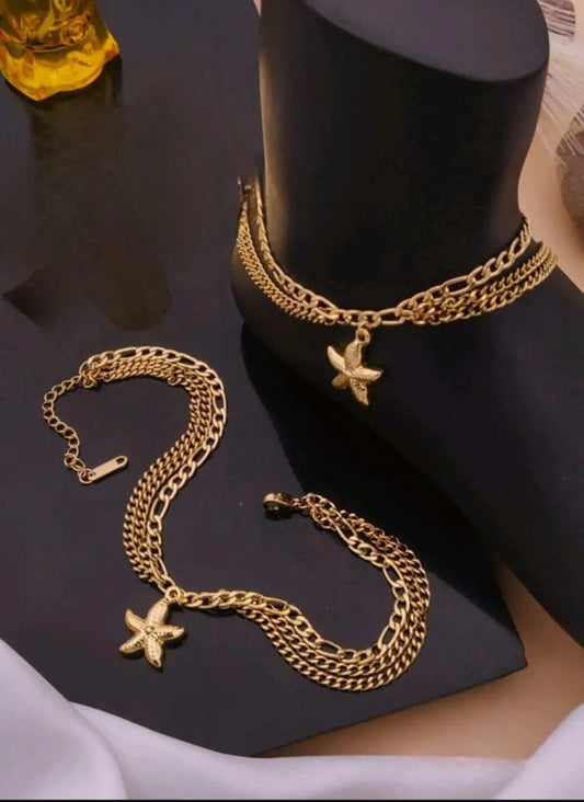 Gold Starfish Charm Anklet