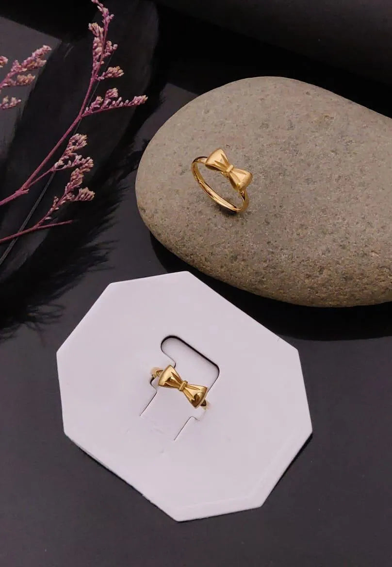 Golden Bow Charm Anti-Tarnish Ring