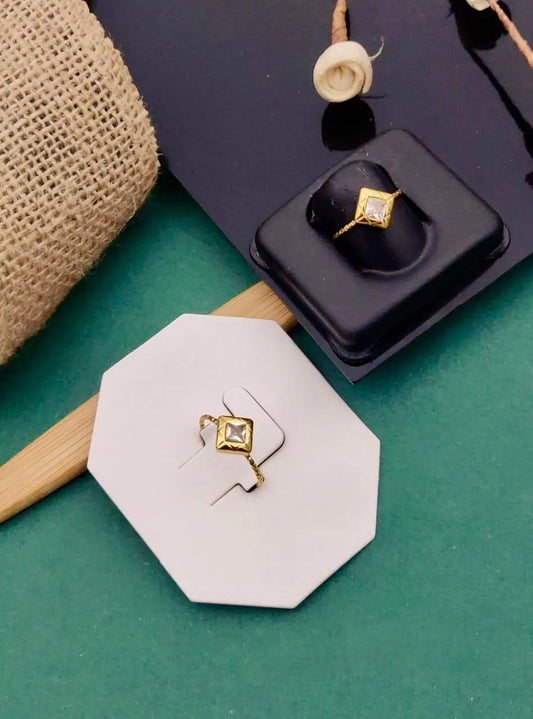 Golden Regal Square Anti-Tarnish Ring