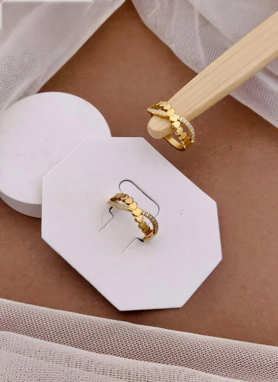 Golden Ripple Band Anti-Tarnish Ring