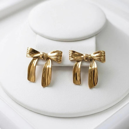 Golden Bow Statement Earrings