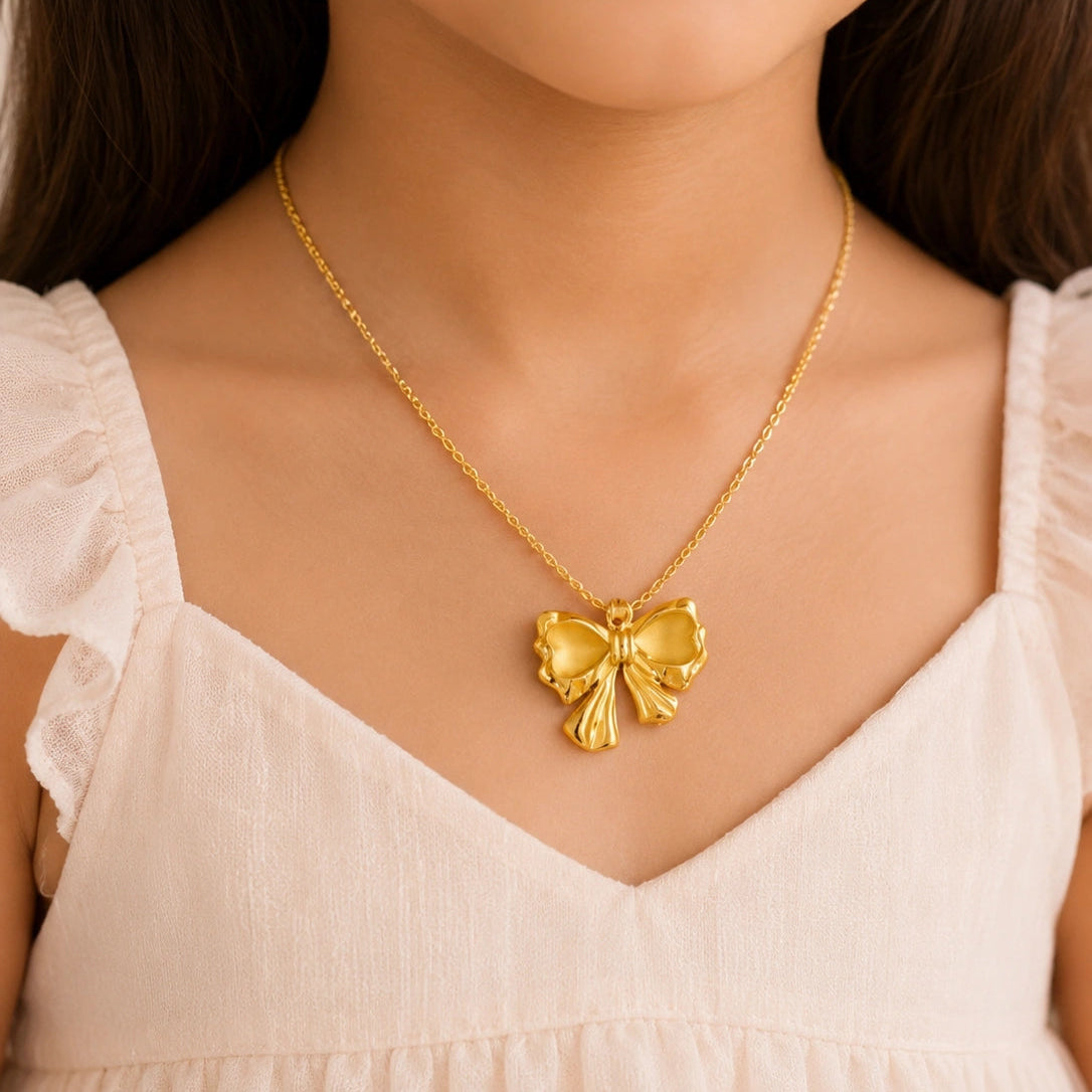 Golden Butterfly Bow Necklace