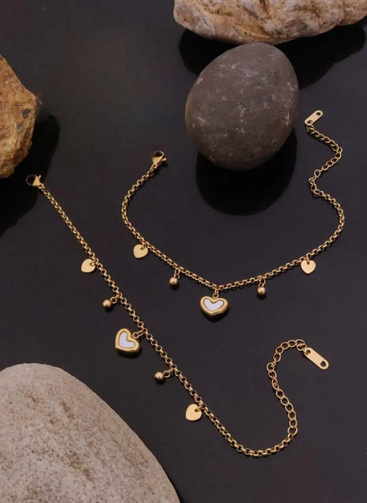 Golden Heart Charm Bracelet