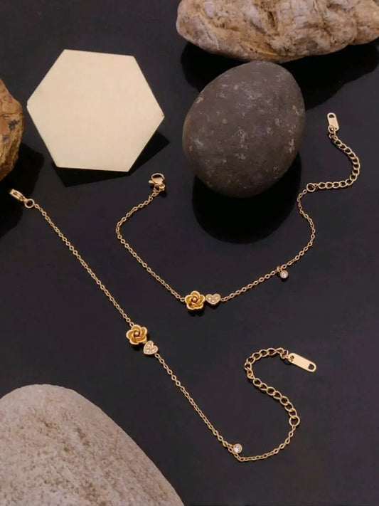 Golden Rose Charm Bracelet