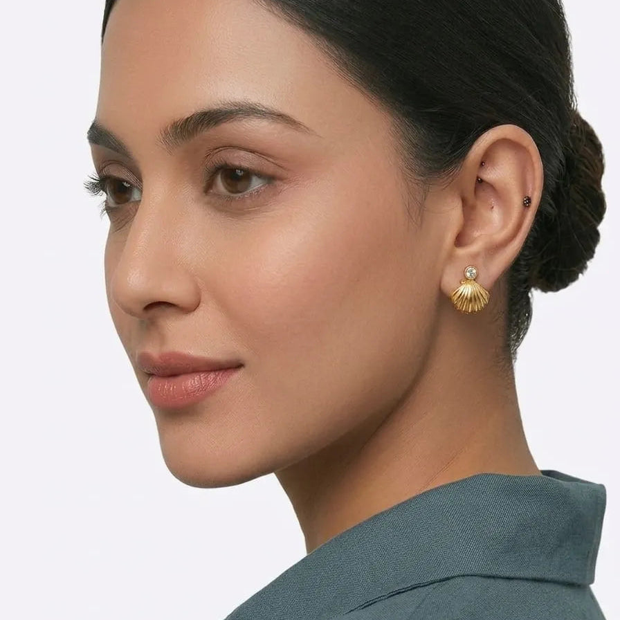 Golden Seashell Stud Earrings