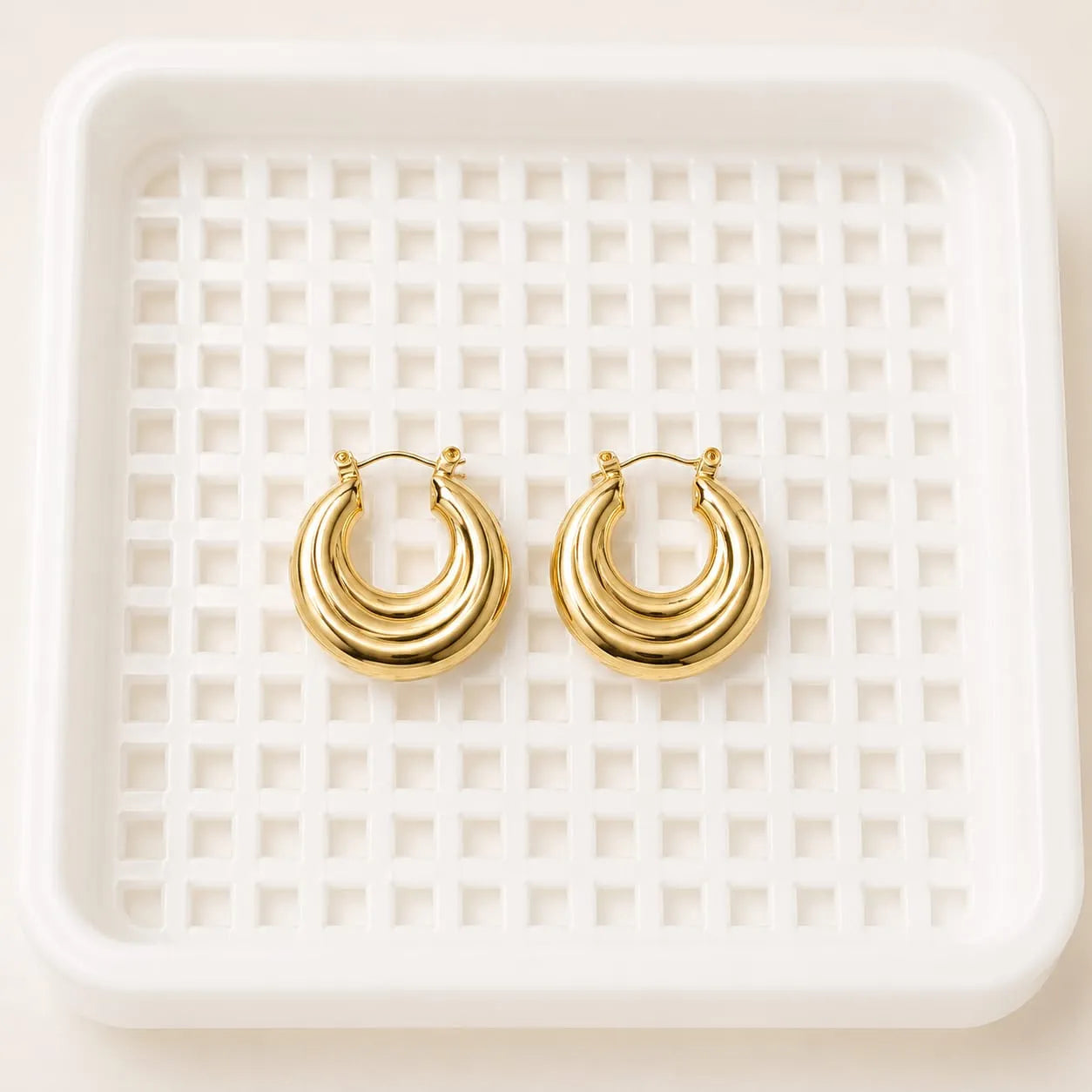 Golden Triple Hoop Earrings