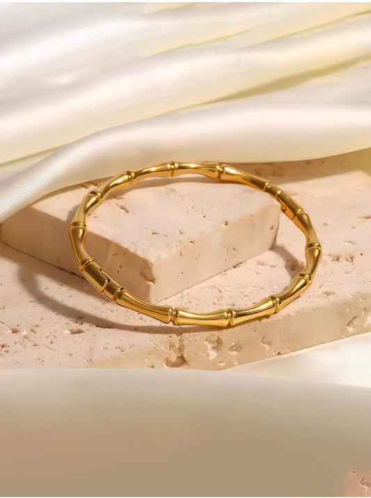 Gold-Plated Bamboo Kada Bracelet – Nature-Inspired Timeless Elegance