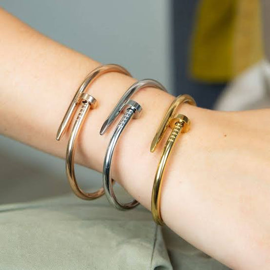 Unisex Stainless Steel Nail Kada Bracelet – Modern & Edgy Statement Jewelry