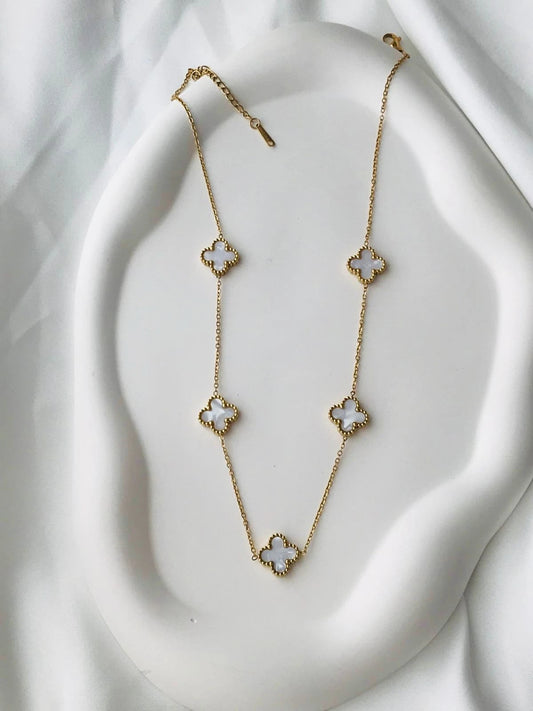 Lunara Clover Mother-of-Pearl Station Necklace