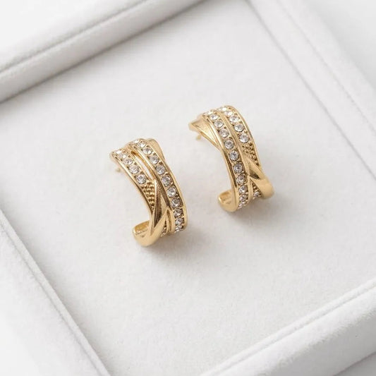 Luxe Crystal Crosswave Earrings