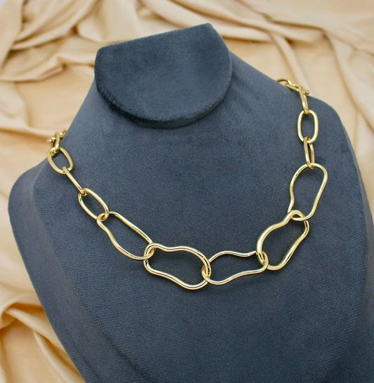 Luxe Gold Abstract Link Necklace