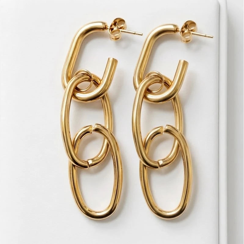 Luxe Interlock Chain Drop Earrings