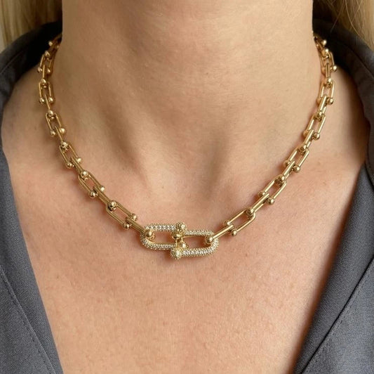 Luxe Link Crystal Chain Necklace