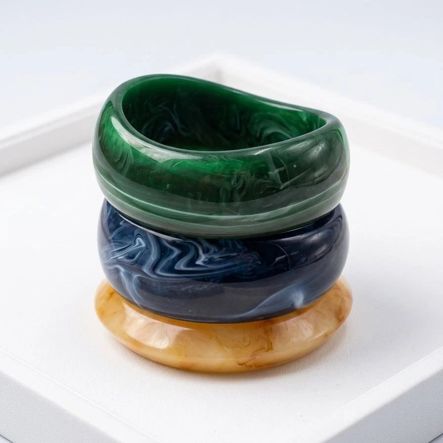 Luxe Marble Resin Bangle Set