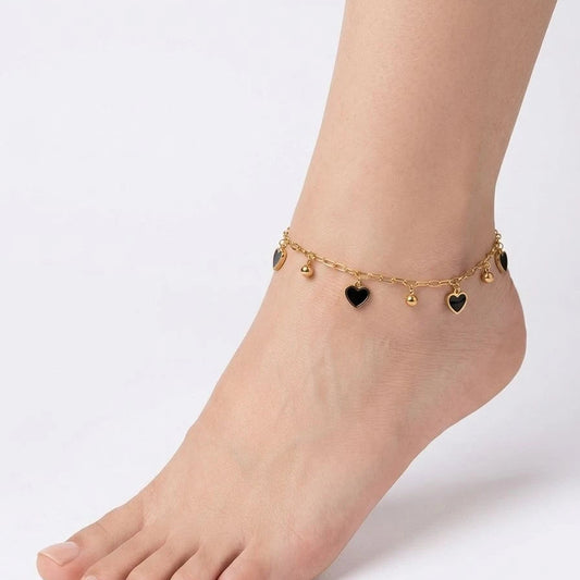 Midnight Heart Charm Anklet
