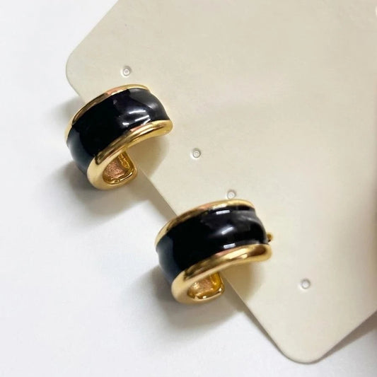 NoirLuxe Black Gold Studs Earrings