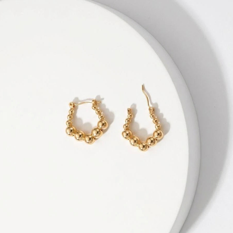 Orlina Beaded Gold Hoop Earrings
