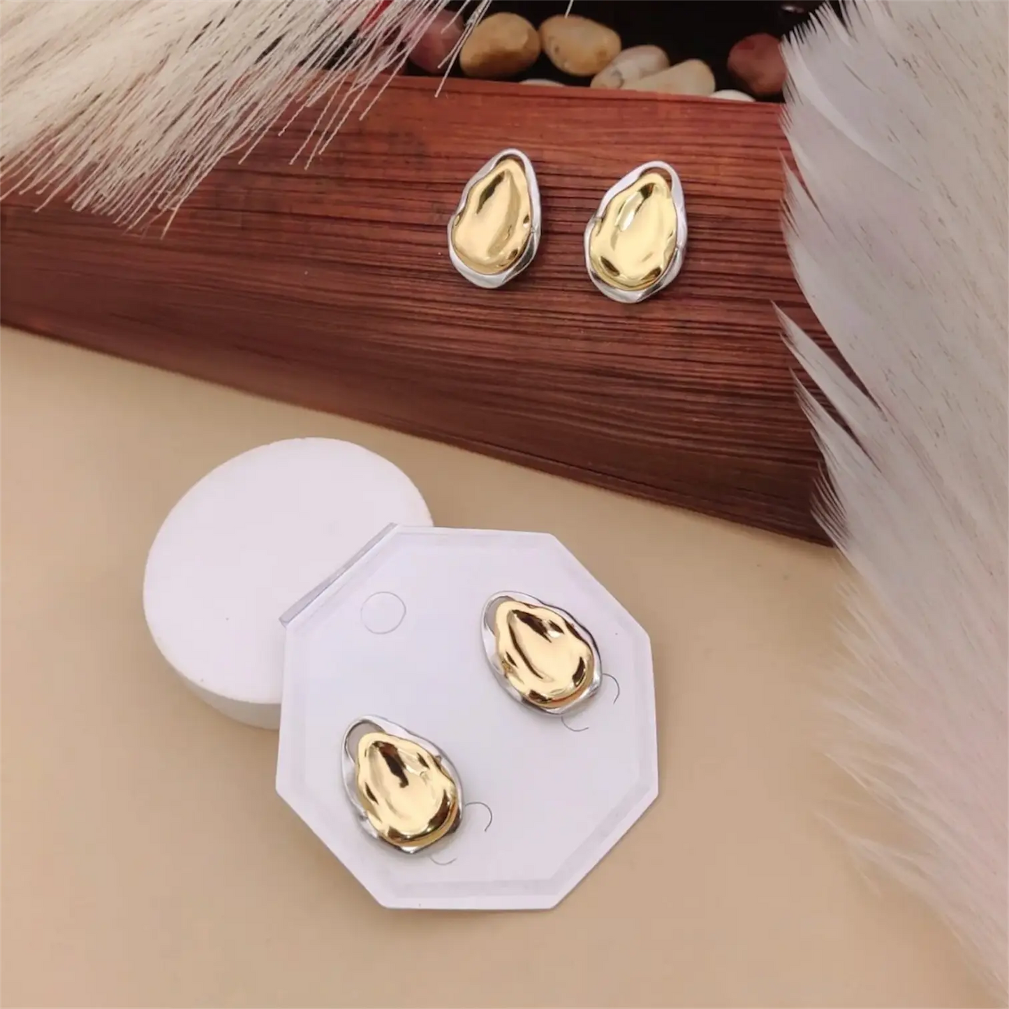 Teardrop Silver Gold Earrings