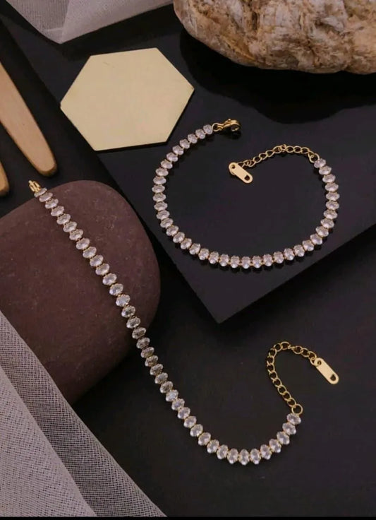 Radiant Clear Gold Diamond Charm Bracelet