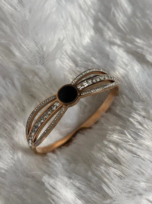 Gold &Rose Gold Black Diamond Kada