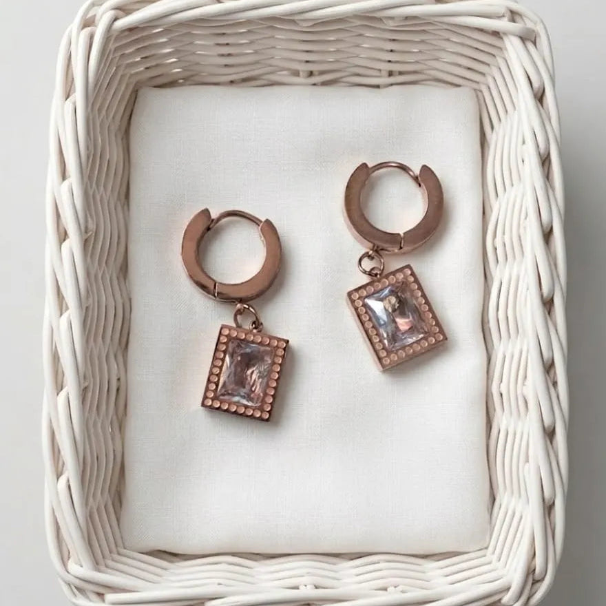 Rose Gleam Charm Hoop Earrings