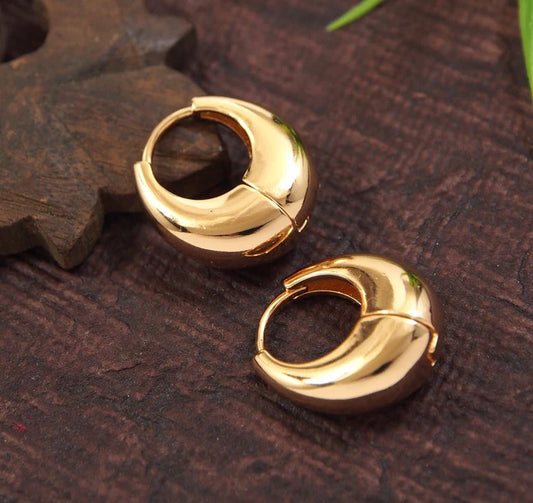 Classic Gold-Plated Chunky Hoop Earrings – Minimalist & Timeless