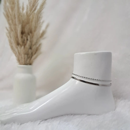 Silver Double Anklet
