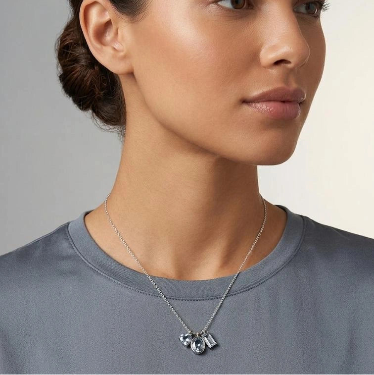 Silver Gem Charm Necklace