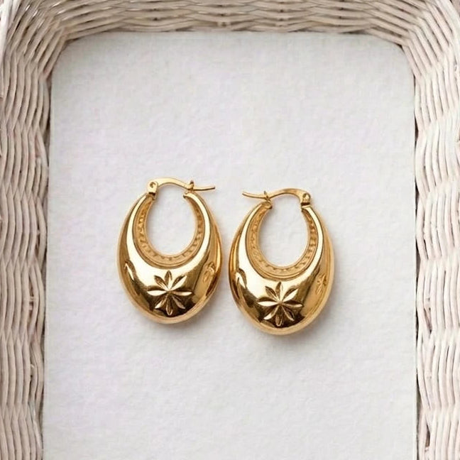 Solara Bloom Gold Hoop Earrings