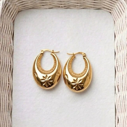Solara Bloom Gold Hoop Earrings