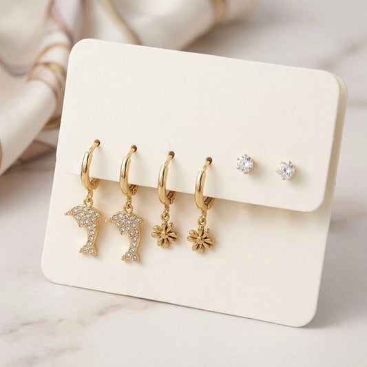 Solara Dolphin & Flower Earring Set