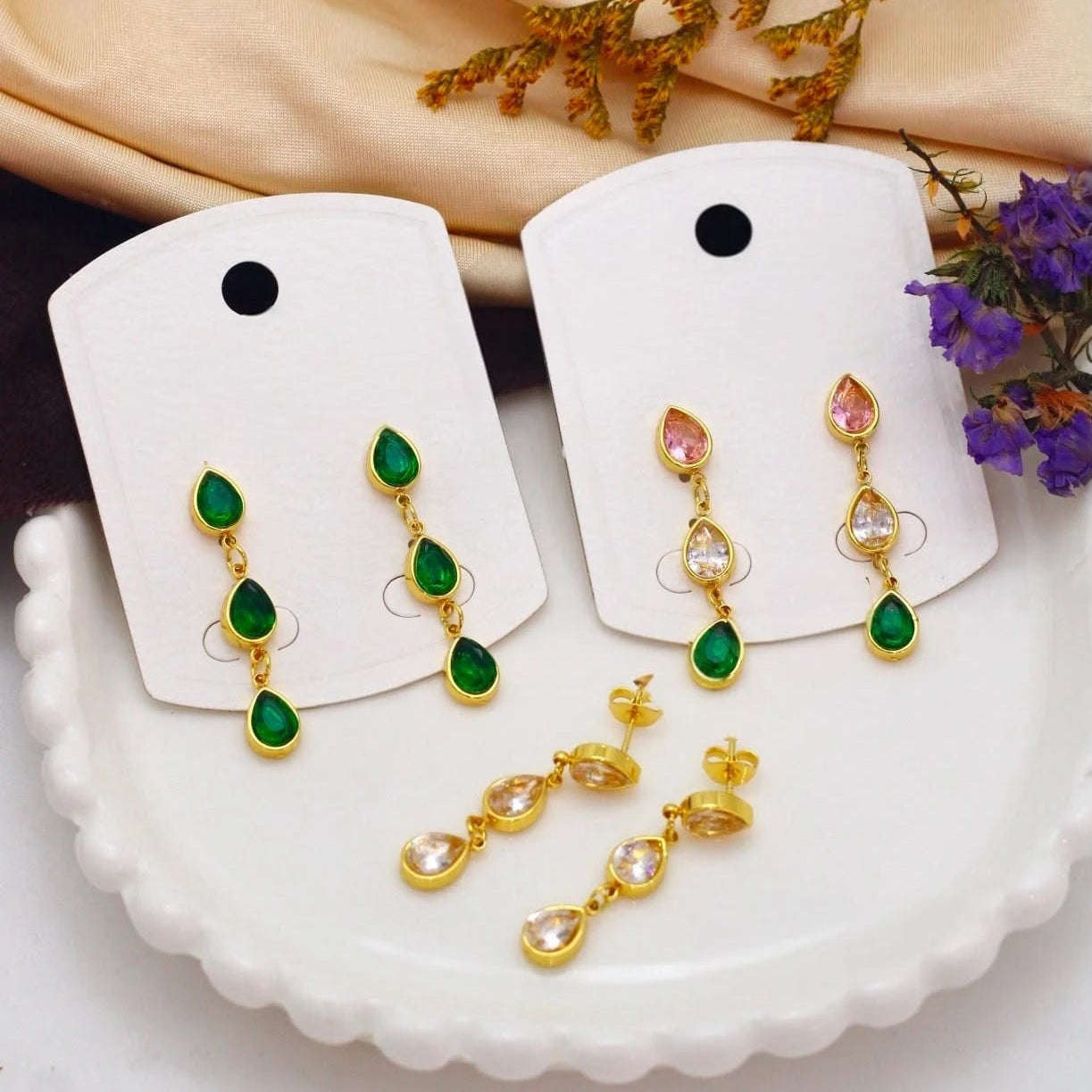 Emerald Cascade Drop Earrings