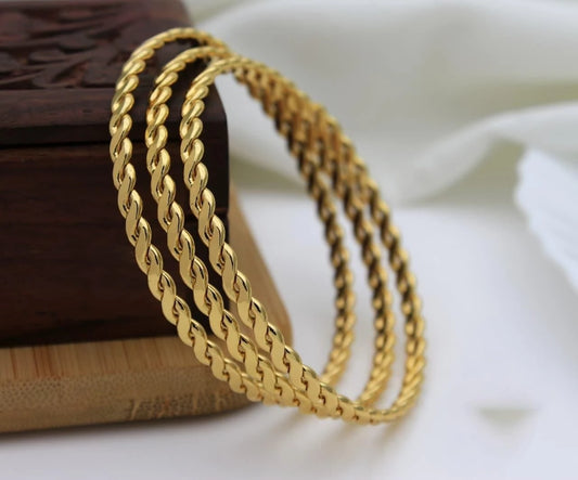 Twisted Luxe Gold Bangles (3SET)
