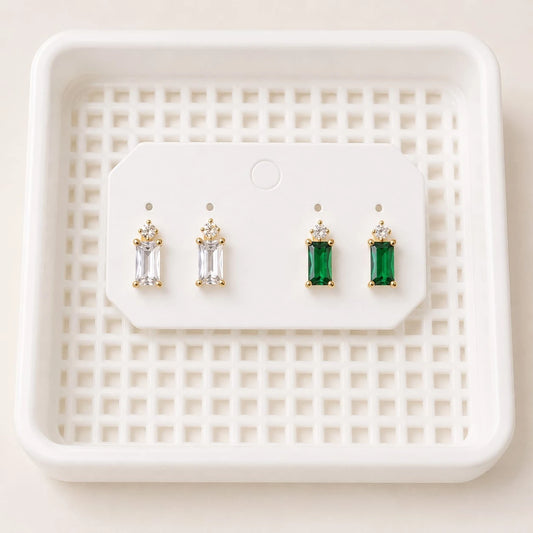 Verde Luxe Baguette Stud Earrings