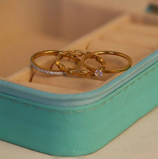 Crystal Chain Dual Band Ring