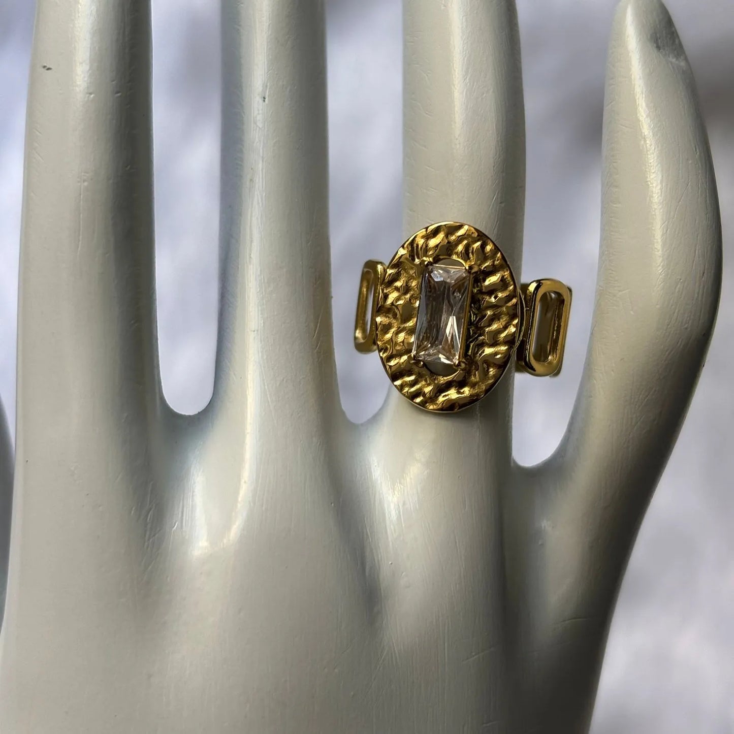 Artisanal Oval Textured Anti-Tarnish Ring