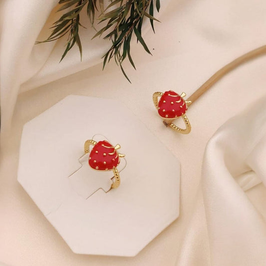 Ruby Strawberry Charm Ring