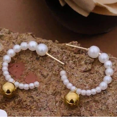 Pearl Charm Hoop Earrings