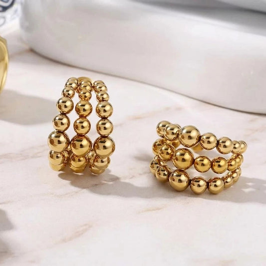 Luxe Golden Bead Hoop Earrings