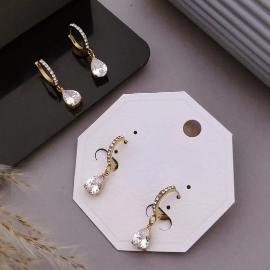 Aurora Crystal Drop Hoop Earrings