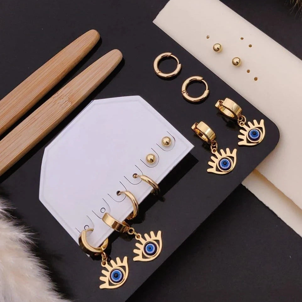 Mystic Evil Eye Hoop Earrings Set