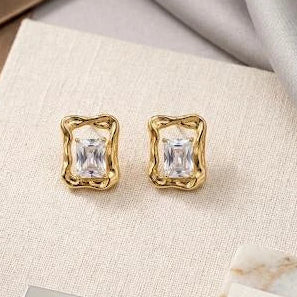 Regal Crystal Frame Stud Earrings