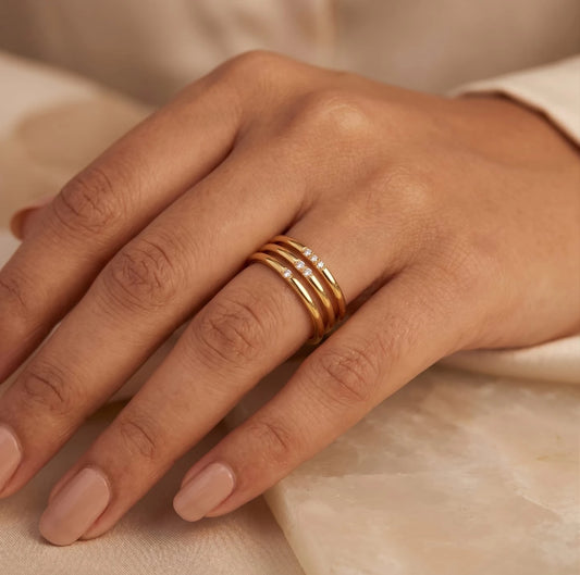 Triluxe Crystal Band Gold Ring