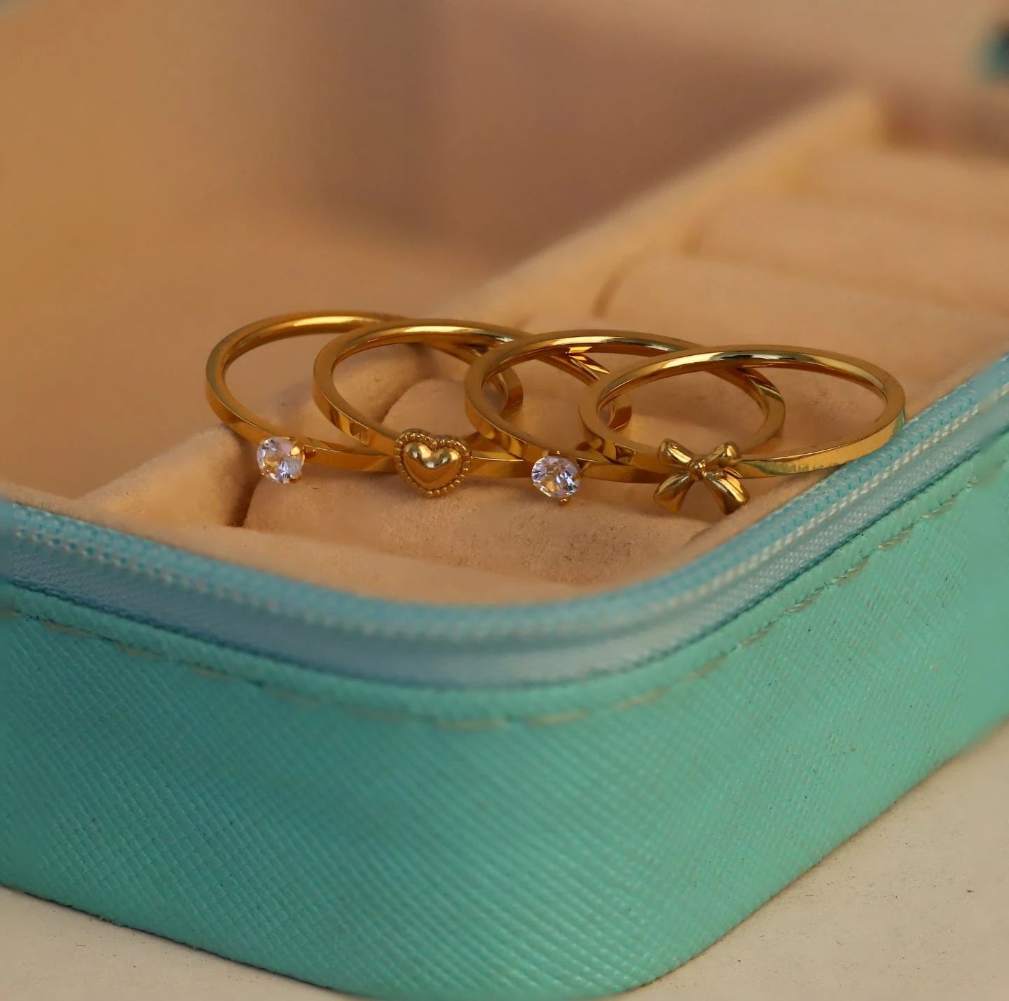 Elora Heart Bow Crystal Ring
